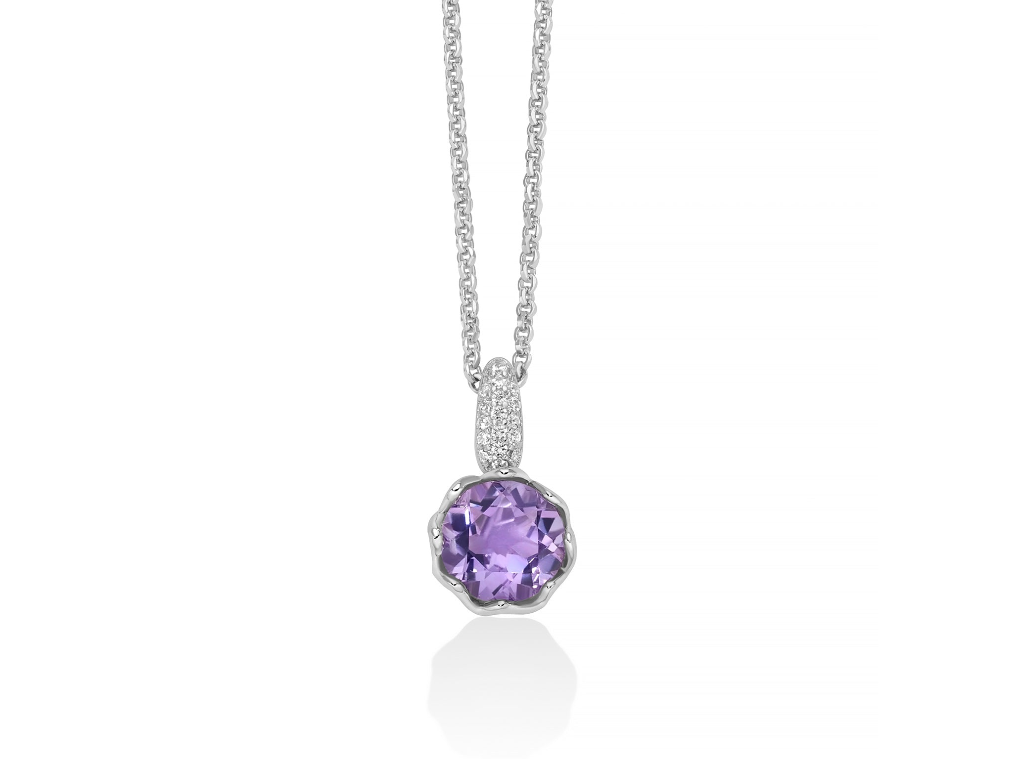 MILUNA | Collier Unica Colibrì con ametista e topazi bianchi | CLD5106
