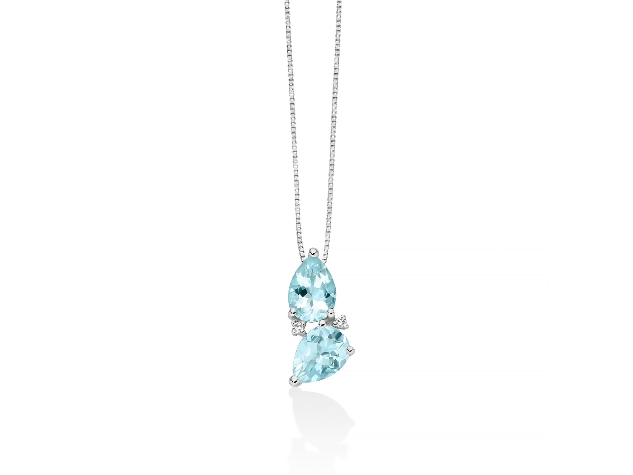 MILUNA | Collana con acquamarine a goccia e diamanti in oro bianco | CLD5321