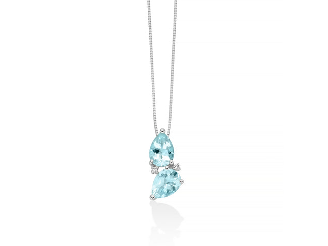 MILUNA | Collana con acquamarine a goccia e diamanti in oro bianco | CLD5321