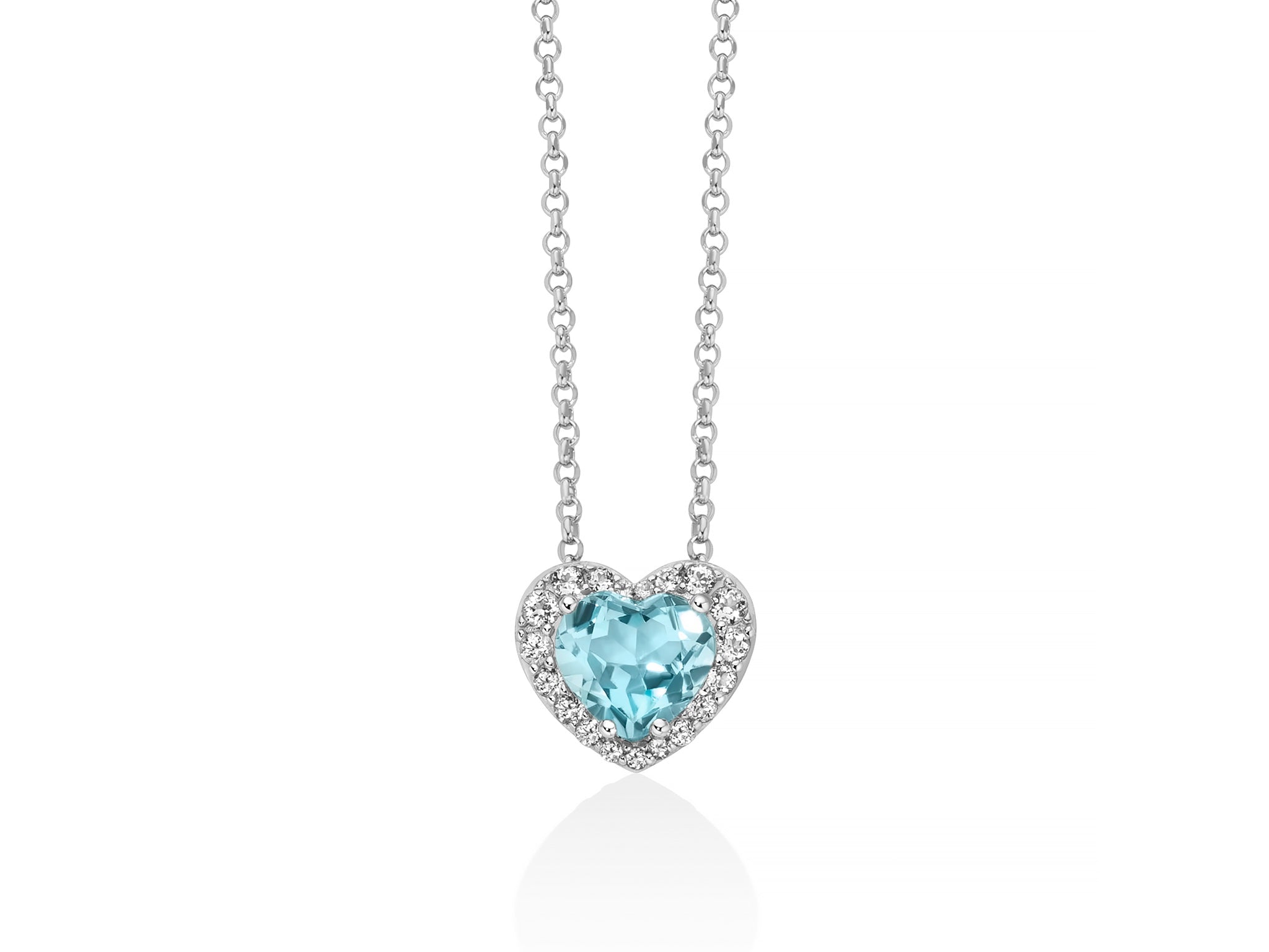 MILUNA | Collana con Gemma del Cielo a cuore medio e topazi bianchi in argento | CLD5434