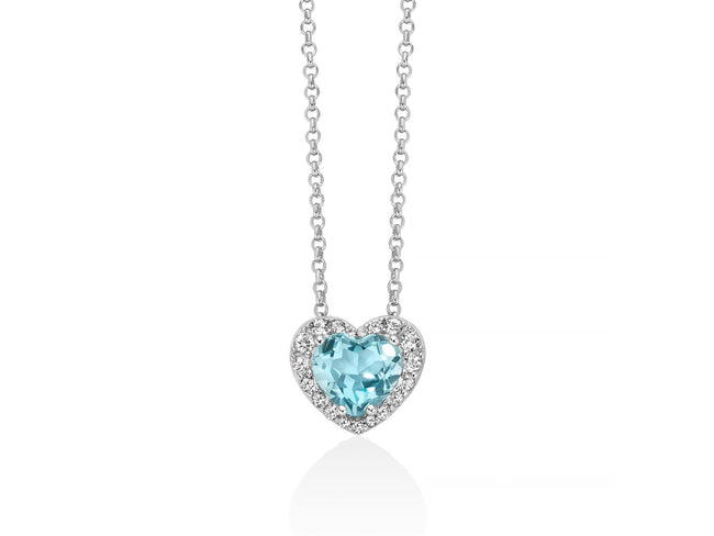 MILUNA | Collana con Gemma del Cielo a cuore medio e topazi bianchi in argento | CLD5434