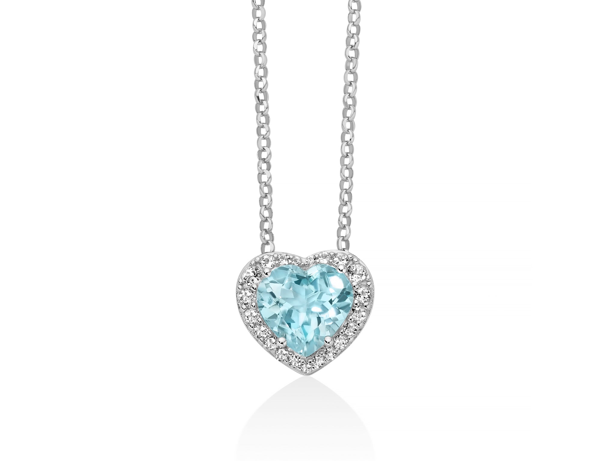 MILUNA | Collana con Gemma del Cielo a cuore grande e topazi bianchi in argento | CLD5435