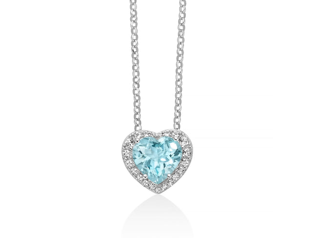 MILUNA | Collana con Gemma del Cielo a cuore grande e topazi bianchi in argento | CLD5435
