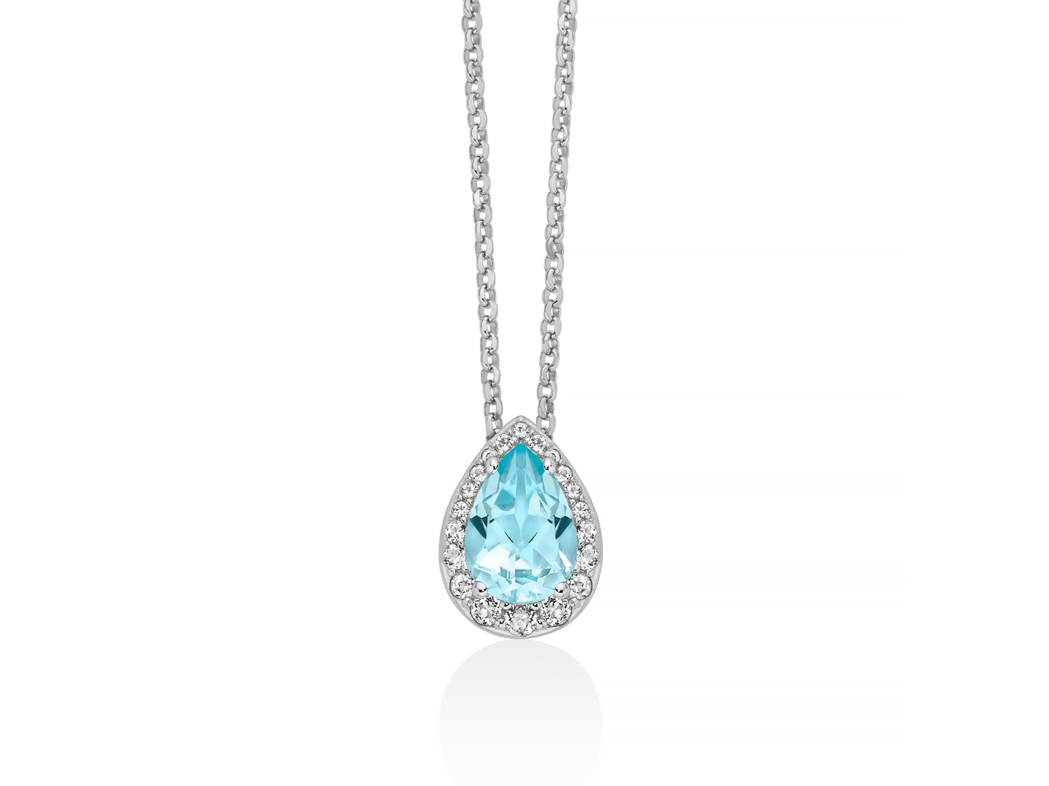 MILUNA | Collana con Gemma del Cielo a goccia grande e topazi bianchi in argento | CLD5438