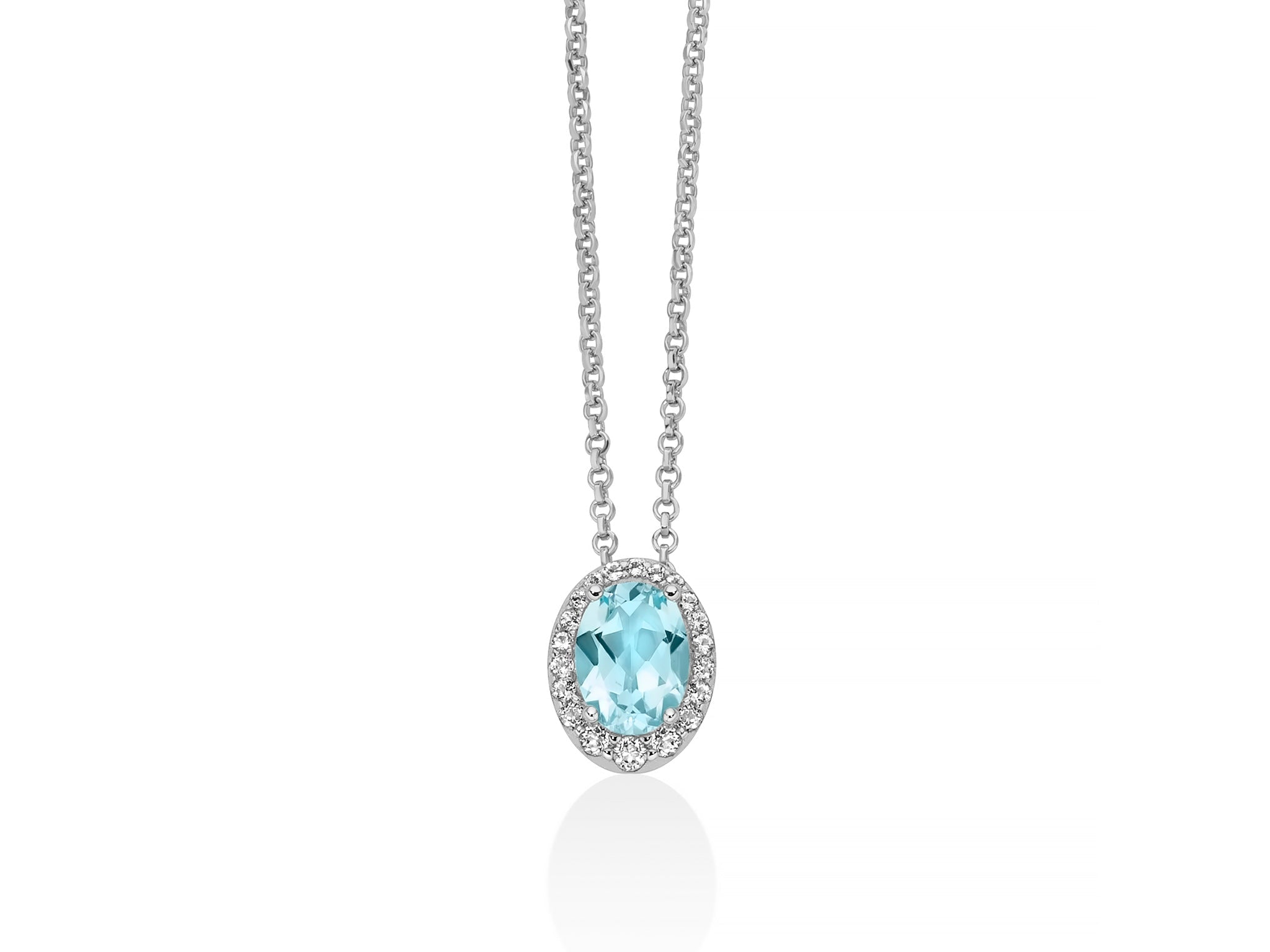 MILUNA | Collana con Gemma del Cielo ovale piccolo e topazi bianchi in argento | CLD5439