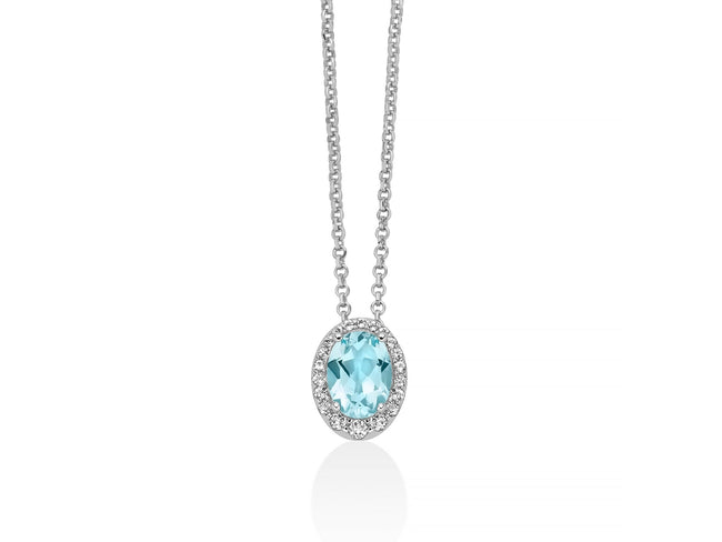 MILUNA | Collana con Gemma del Cielo ovale piccolo e topazi bianchi in argento | CLD5439