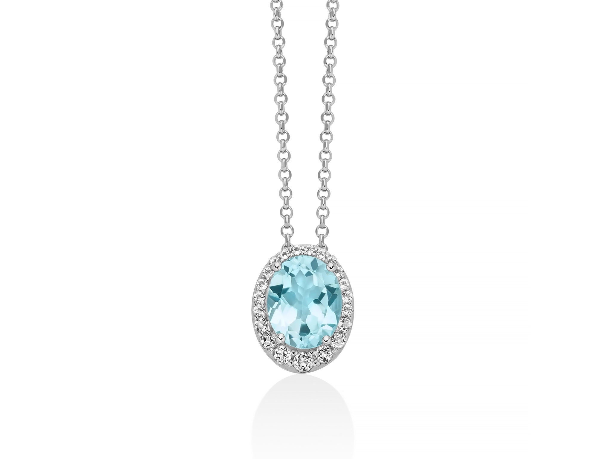 MILUNA | Collana con Gemma del Cielo ovale e topazi bianchi in argento | CLD5441