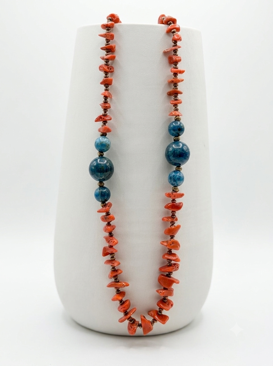 Gemmarium | Collana in Corallo Rosso Apatite ed Ematite | KILIMC024