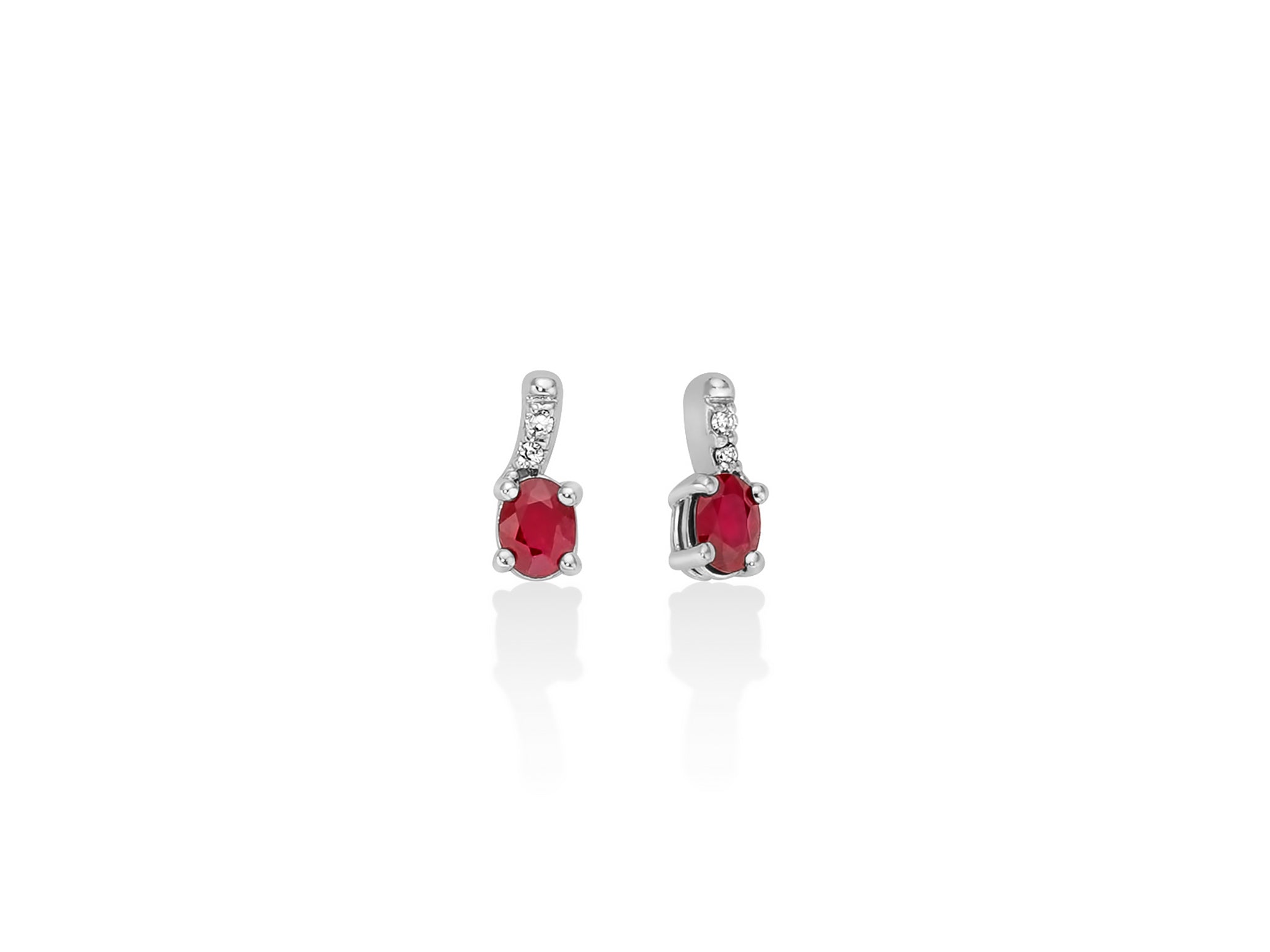 MILUNA | Orecchini con rubini ovali e diamanti in oro bianco 375 | ERD2796X