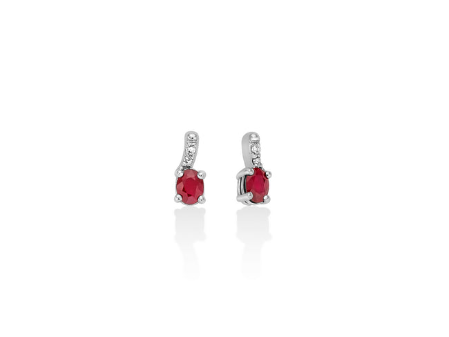 MILUNA | Orecchini con rubini ovali e diamanti in oro bianco 375 | ERD2796X