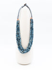Gemmarium | Collana multifilo Acquamarina Cubo, Ematite, Macramè | ACQCOLL7F001/1