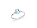 MILUNA | Anello con acquamarina ovale e diamanti sul gambo in oro bianco | LID3772