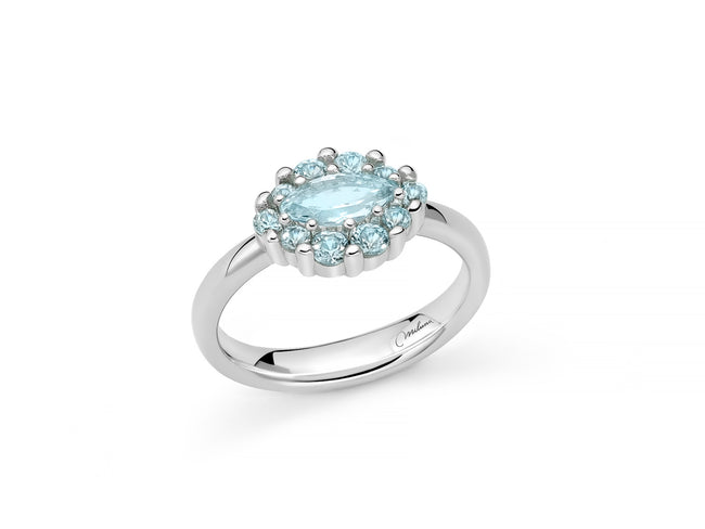 MILUNA | Anello in argento e Gemma del Cielo navette | LID3859