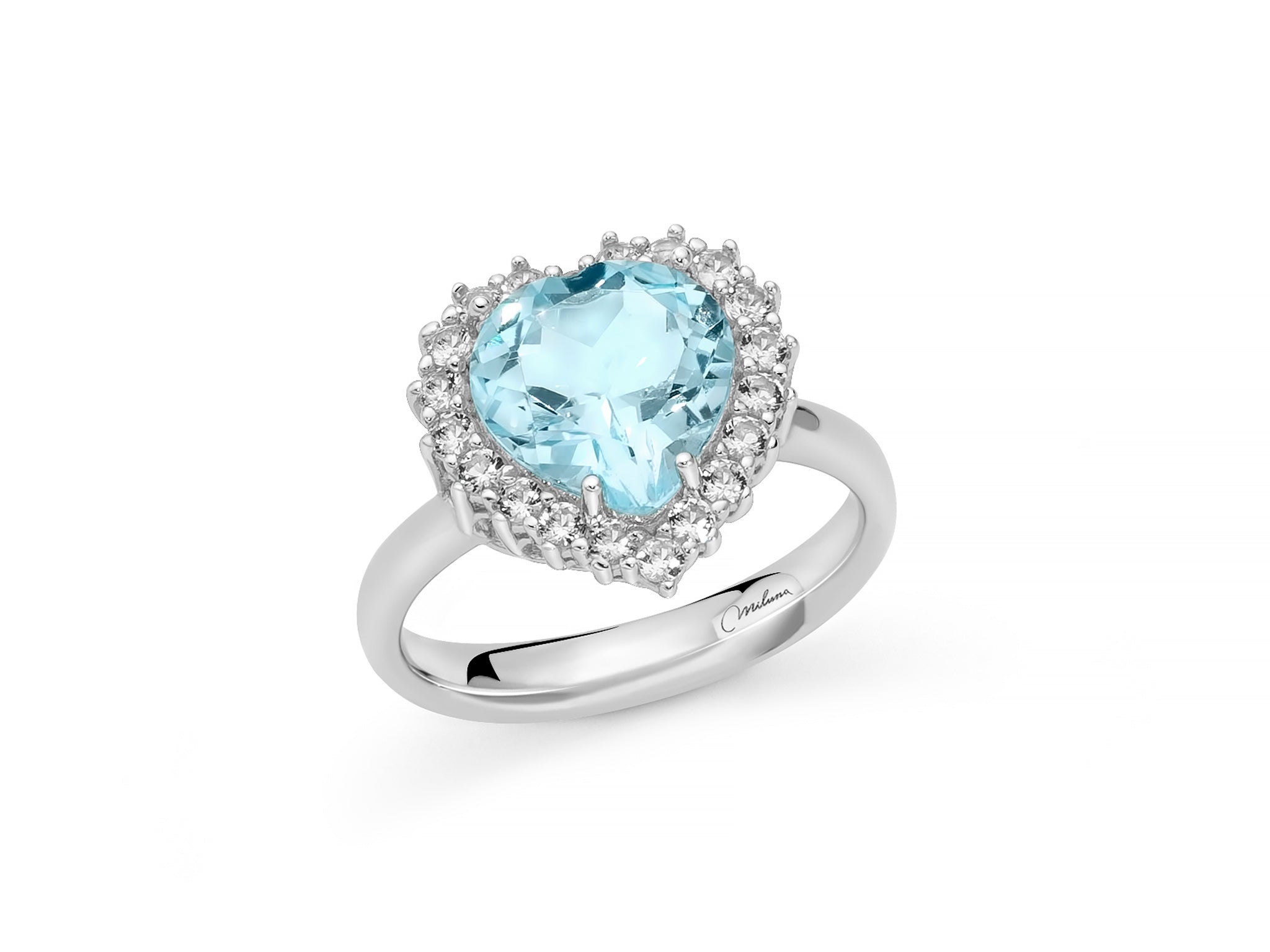 MILUNA | Anello in argento con Gemma del Cielo a cuore | LID3889