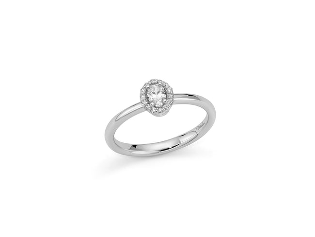 MILUNA | Anello Solitario ovale con contorno brill | LID4046