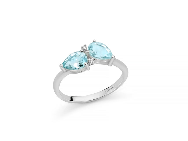 MILUNA | Anello con acquemarine taglio goccia e diamanti | LID4149