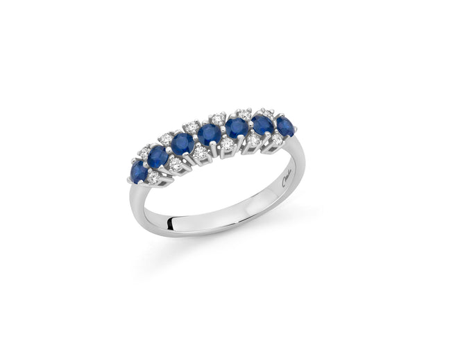 MILUNA | Anello fascia con zaffiri e diamanti in oro bianco | LID4213