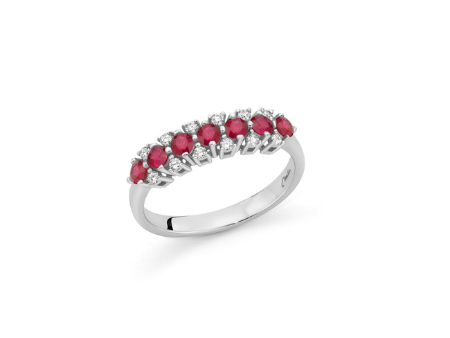 MILUNA | Anello fascia con rubini e diamanti in oro bianco | LID4214