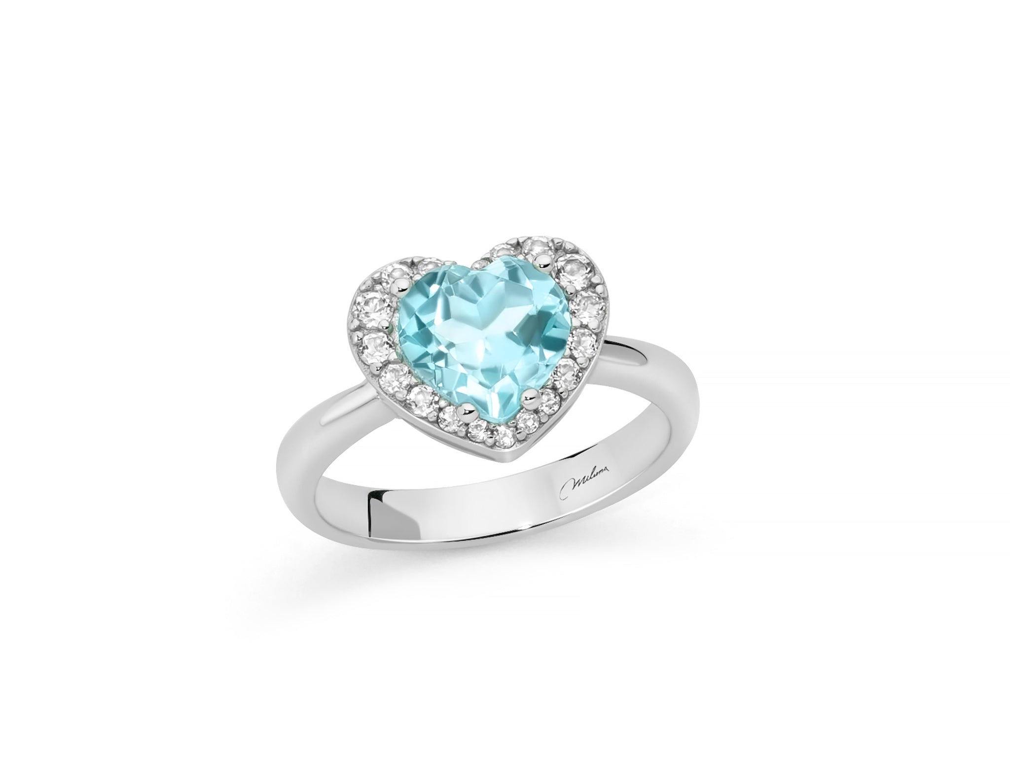 MILUNA | Anello con Gemma del Cielo a cuore medio e topazi bianchi in argento | LID4246