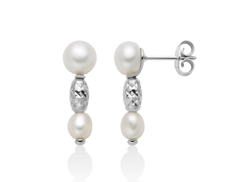 MILUNA | Orecchini a lobo Pepite di perle con elementi in argento | PER2794B