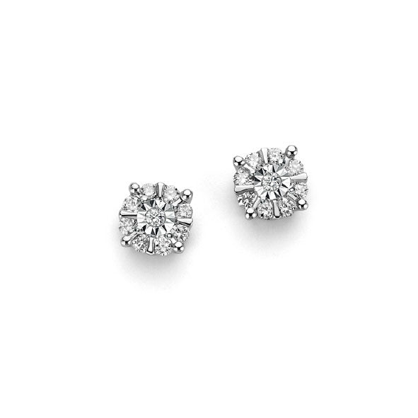 OROGIOIA | Orecchini in oro bianco 375 a pavè con diamanti | OOF12408
