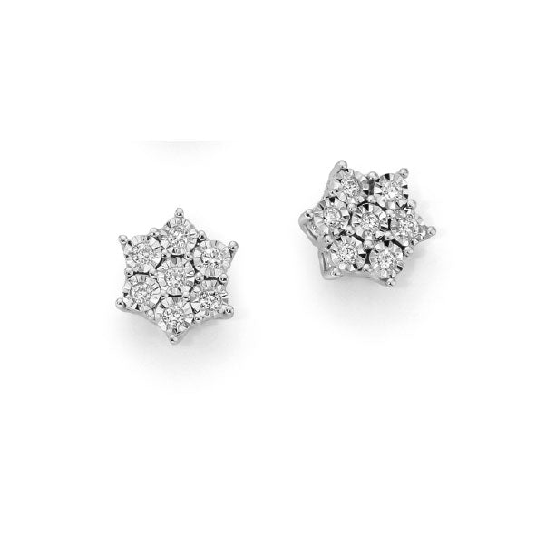 OROGIOIA | Orecchini in oro bianco 375 a stella con diamanti | OOF12413