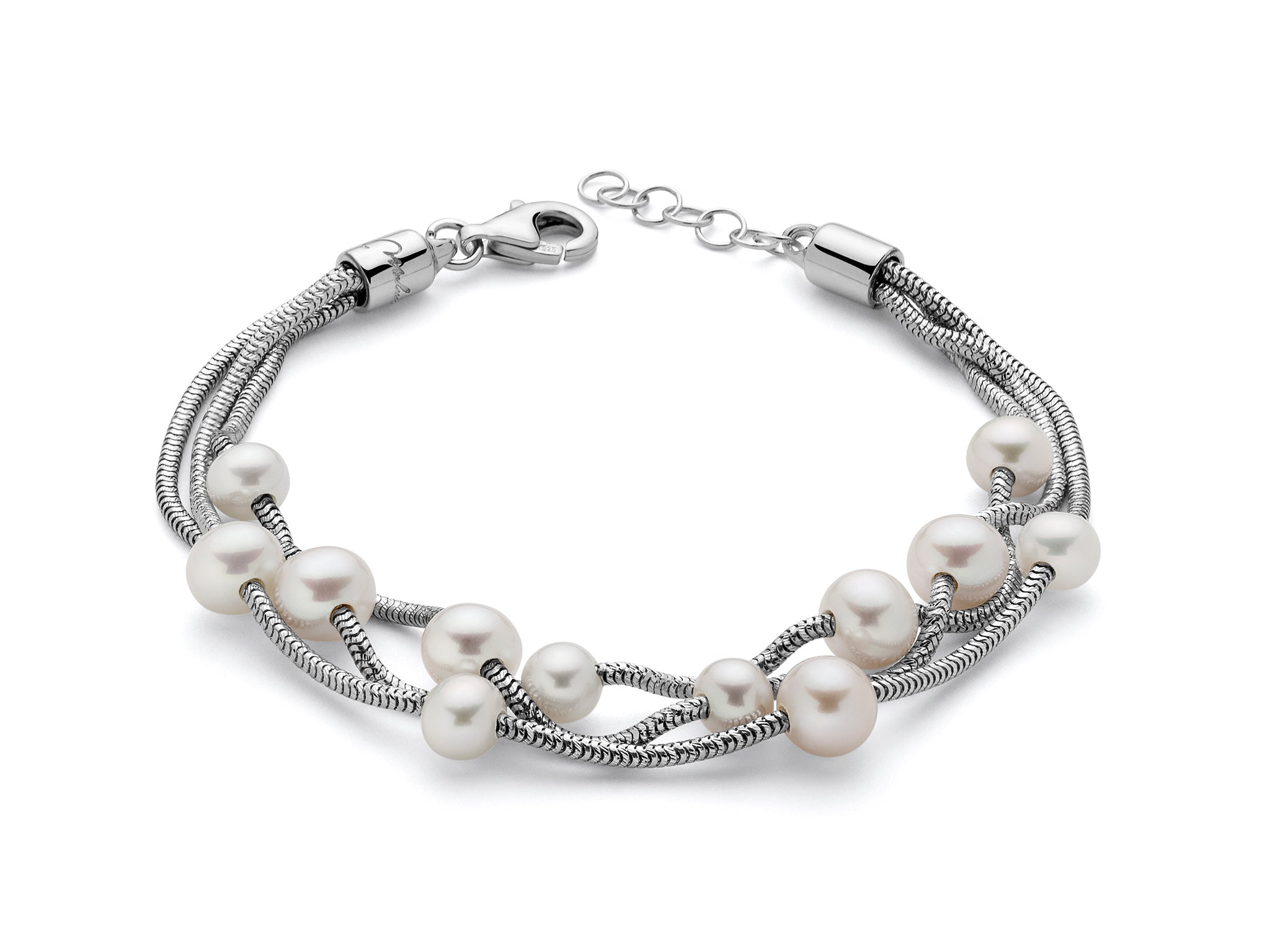 MILUNA | Bracciale multifilo in argento con perle | PBR2833