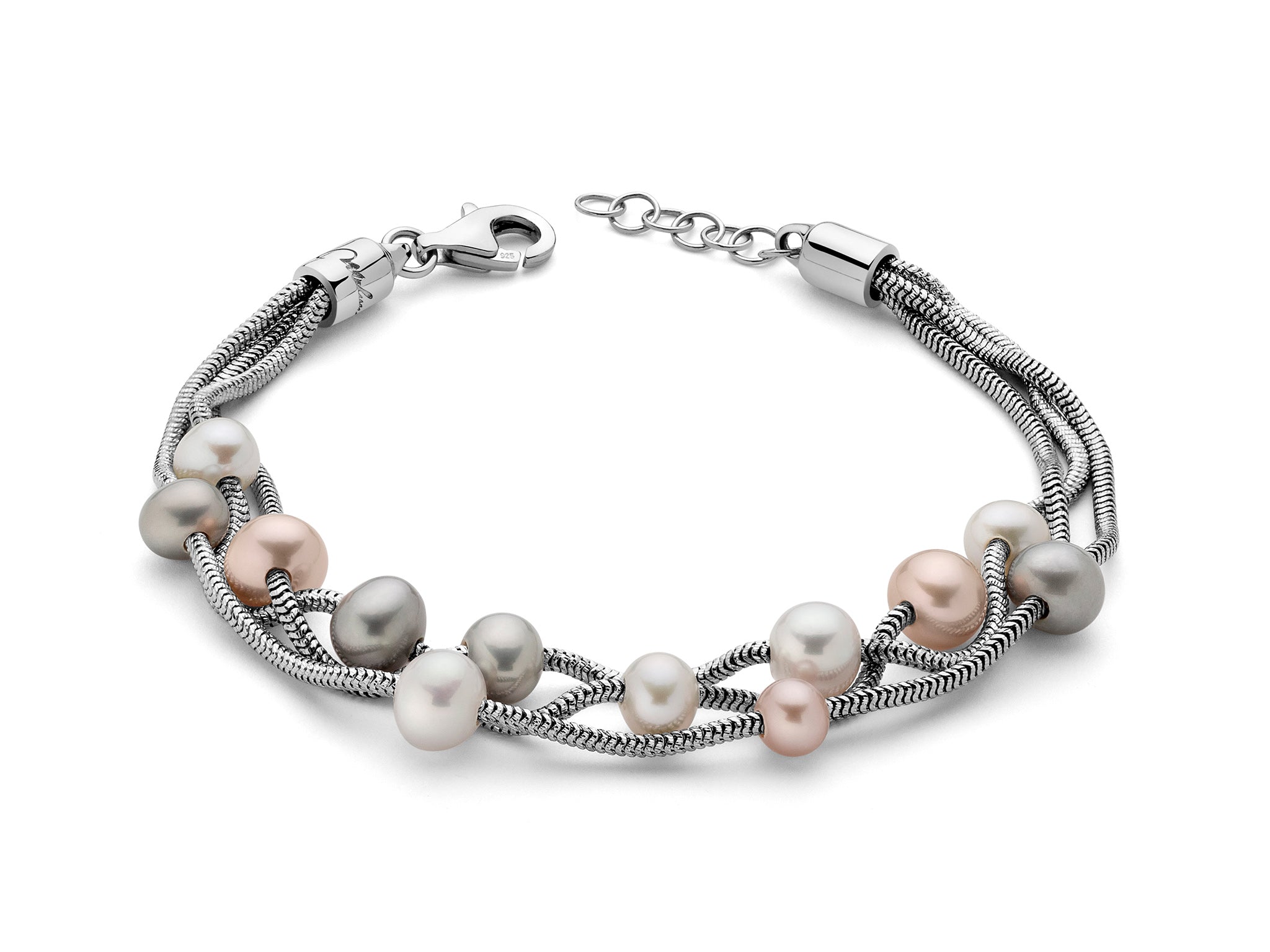 MILUNA | Bracciale multifilo in argento con perle colorate | PBR2834