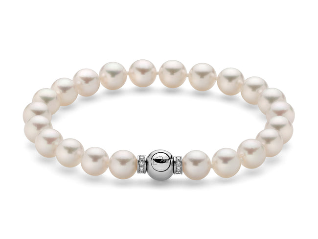 MILUNA | Bracciale di Perle Akoya 19 cm con chiusura in oro bianco e diamanti | PBR2925