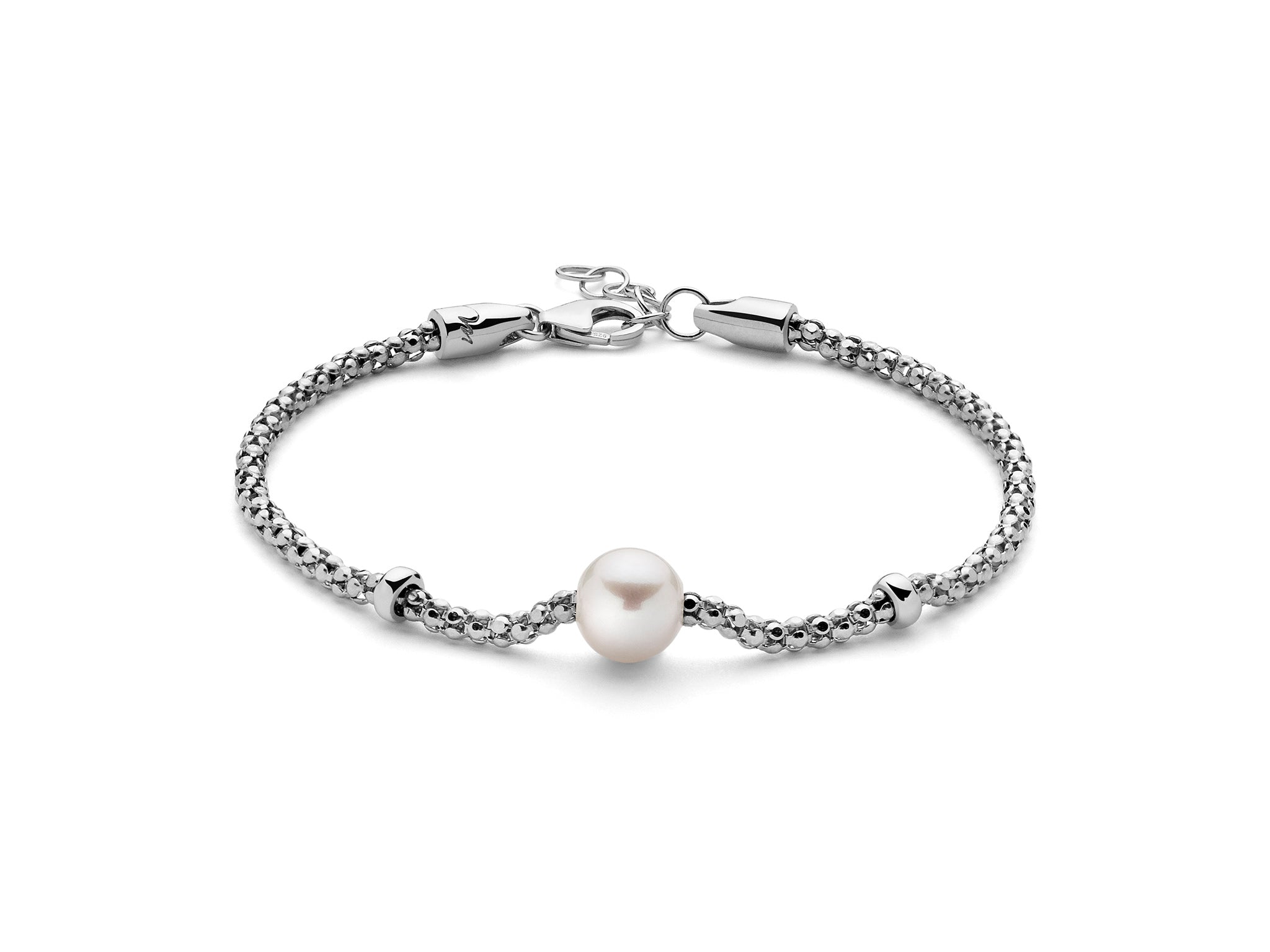 MILUNA | Bracciale con maglia coreana, in argento con centrale di perla | PBR2986