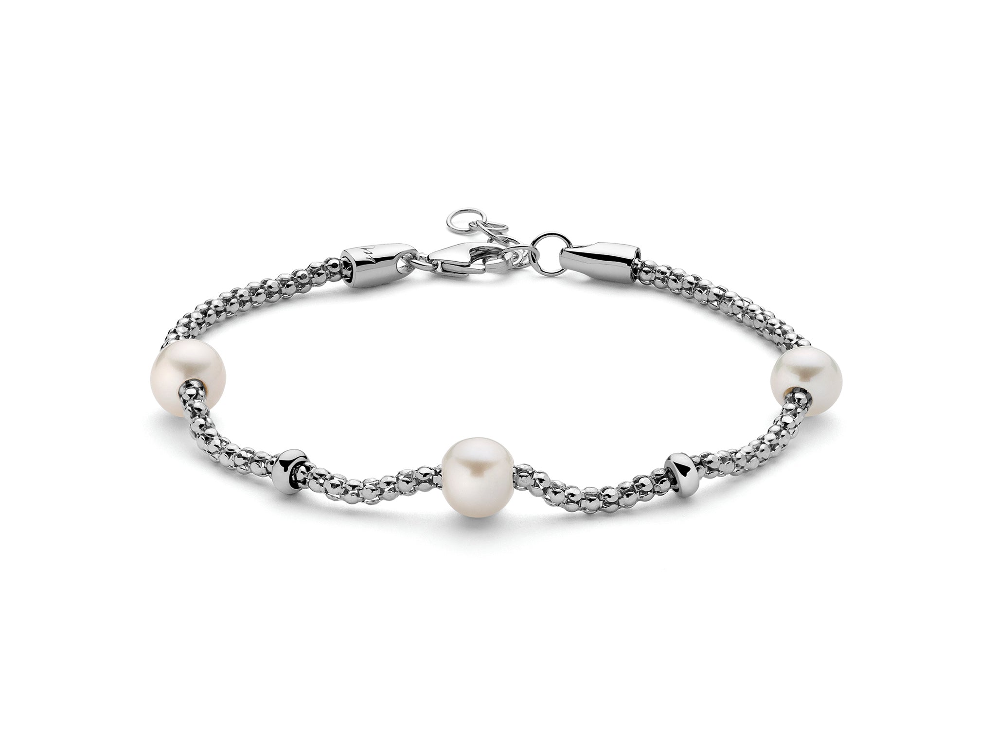 MILUNA | Bracciale con maglia coreana in argento con perle | PBR2989