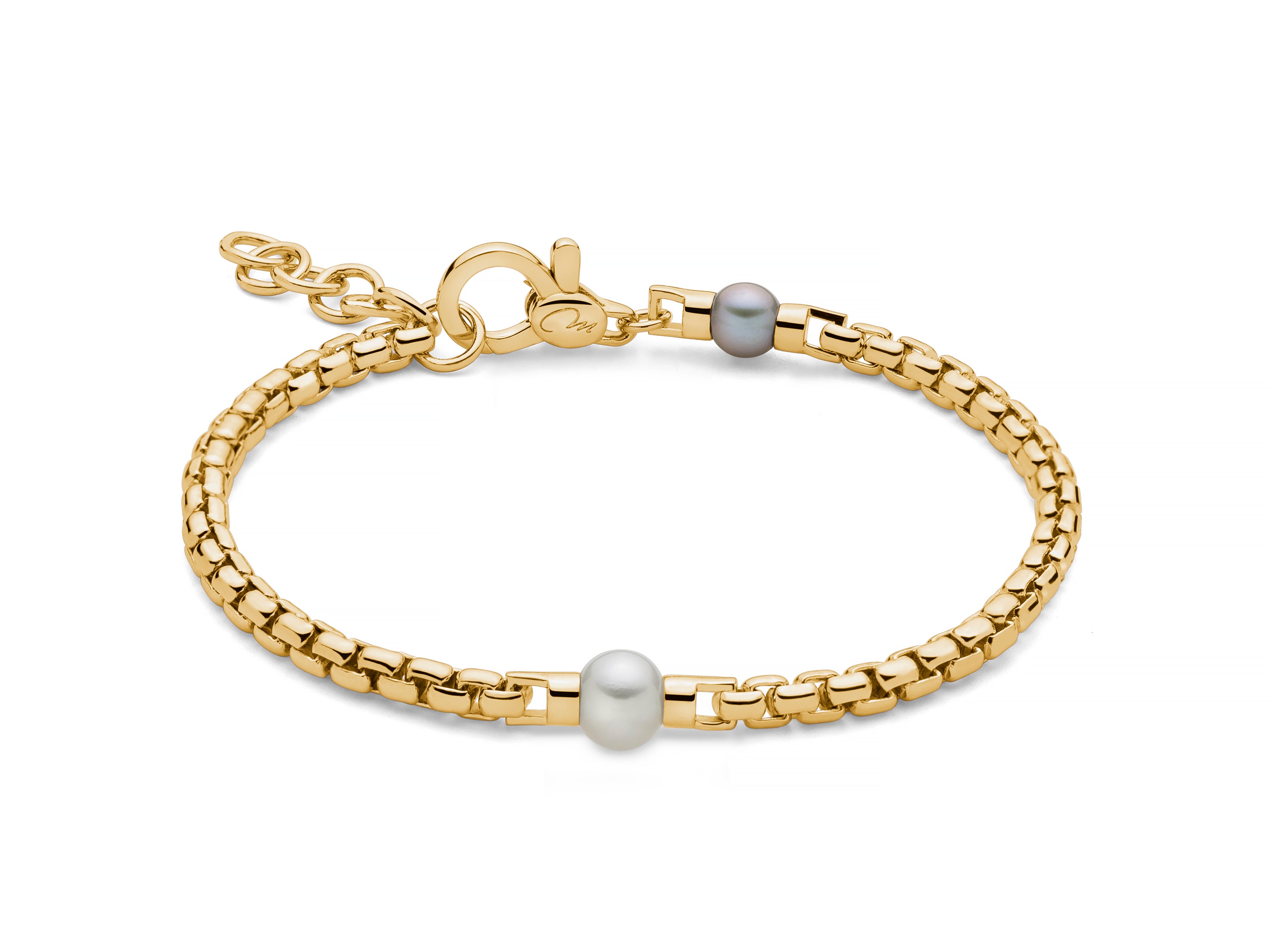 MILUNA UOMO | Bracciale in argento dorato con perla | PBR3460G