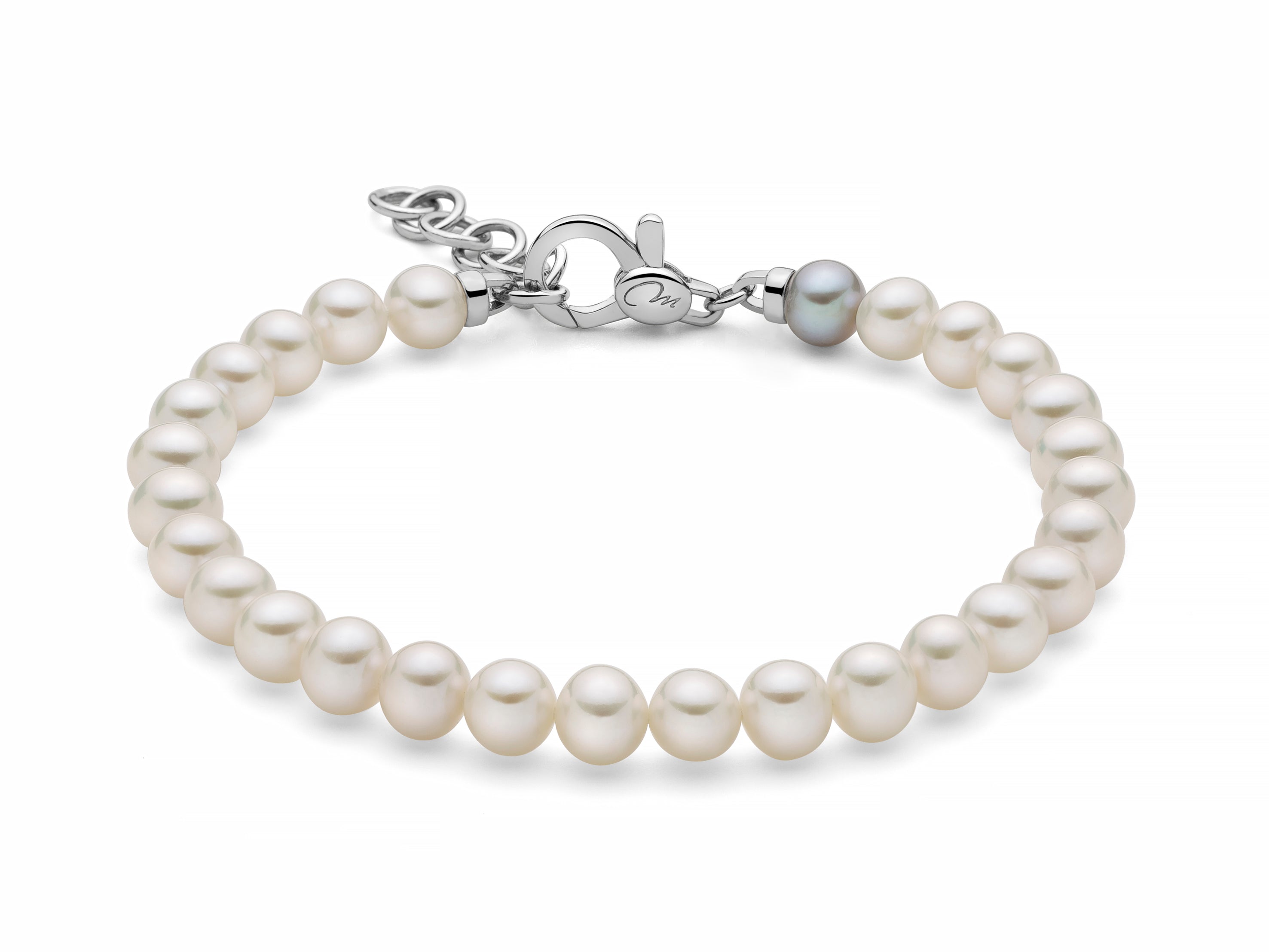 MILUNA UOMO | Bracciale con perle bianche medio | PBR3483