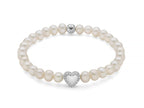 MILUNA | Bracciale di perle Oriente con elastico e dettaglio cuore in argento | PBR3505-TPZ