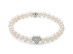 MILUNA | Bracciale di perle Oriente con elastico e dettaglio cuore in argento | PBR3506-TPZ