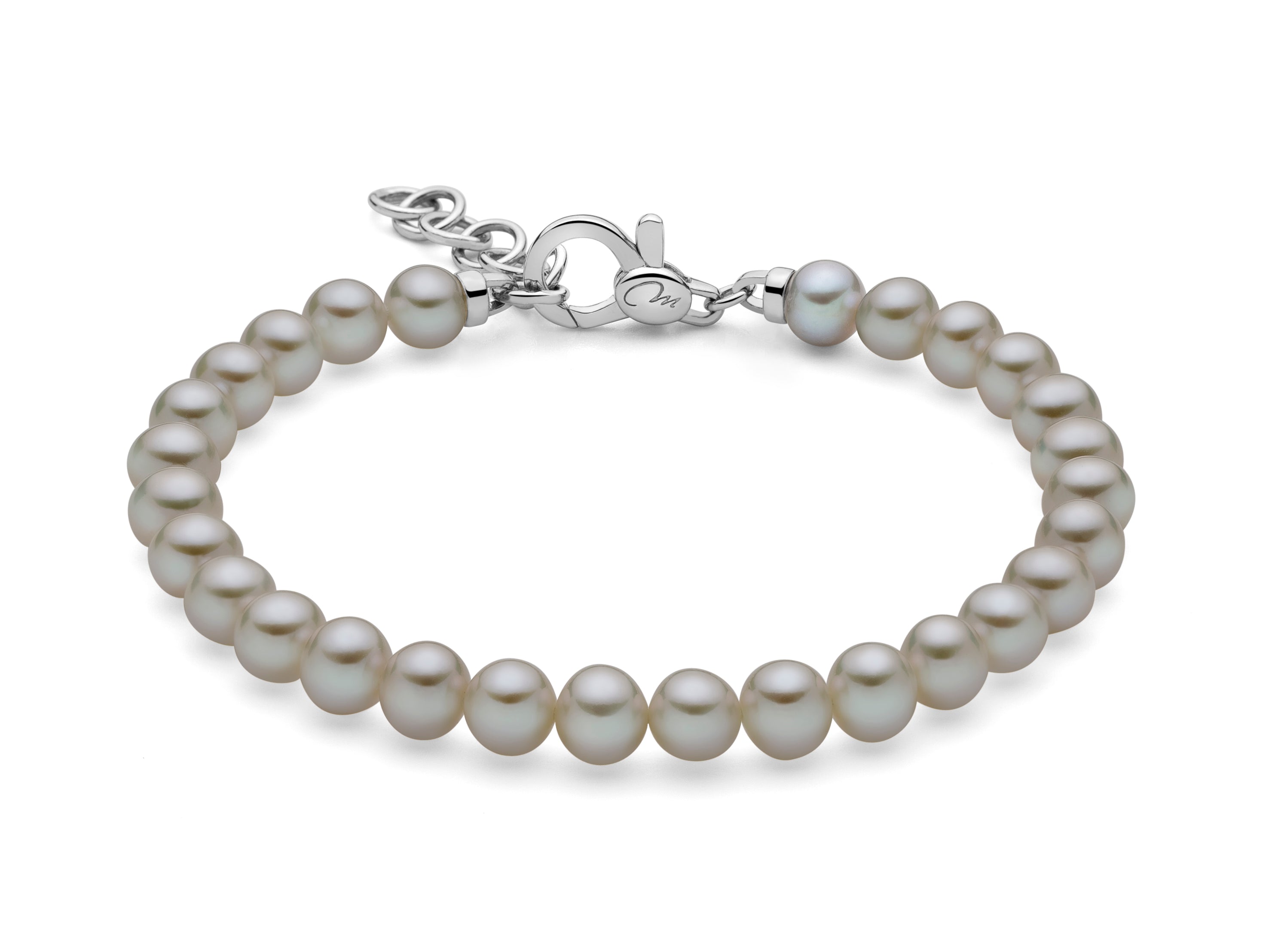 MILUNA UOMO | Bracciale con perle grigie medio | PBR3508