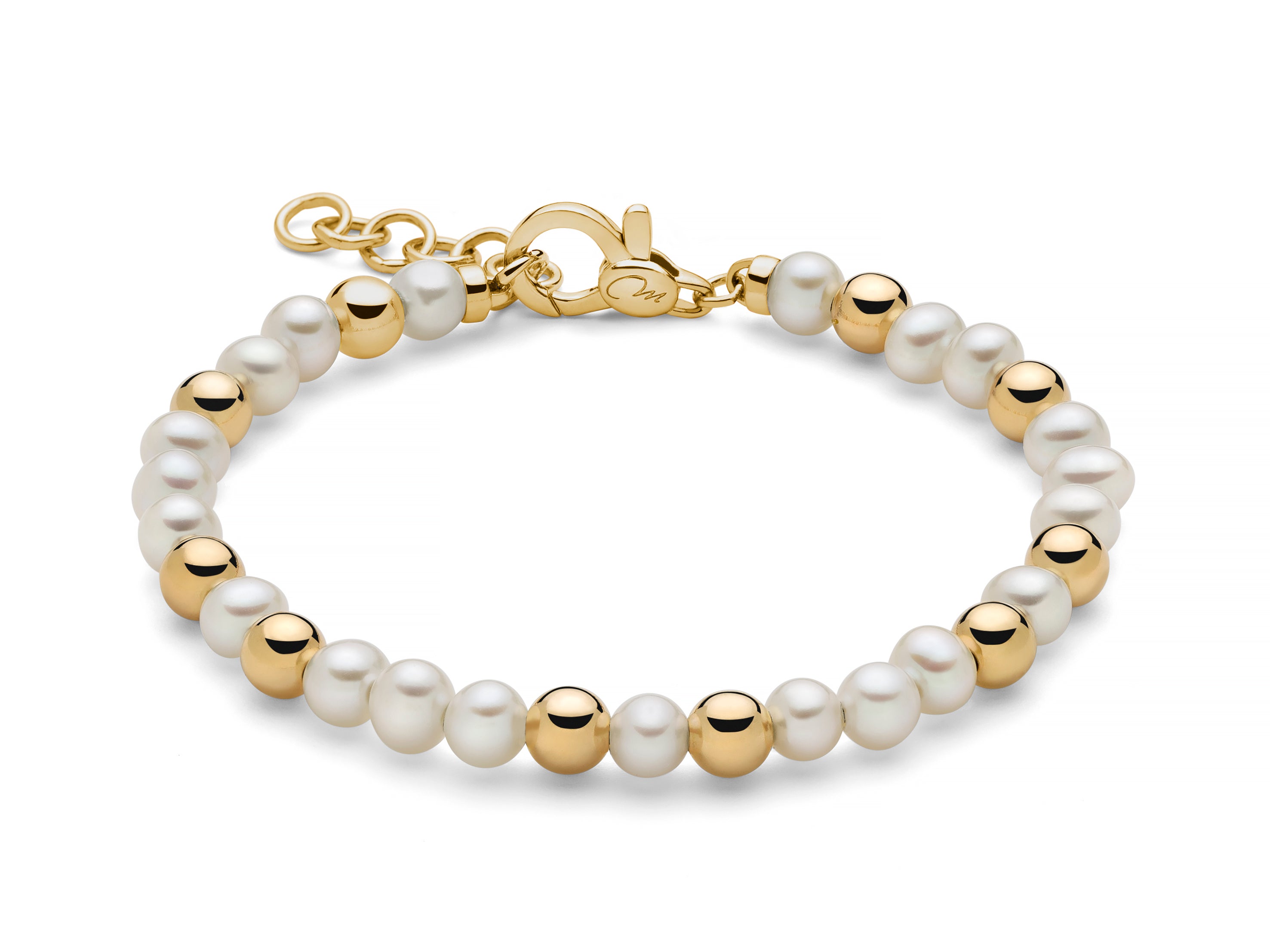 MILUNA UOMO | Bracciale con perle e sfere in argento dorato | PBR3509G