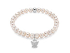MILUNA | Bracciale di perle Oriente con elastico e dettaglio angelo in argento | PBR3586