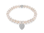 MILUNA | Bracciale di perle Oriente con elastico e dettaglio cuore in argento | PBR3587