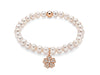 MILUNA | Bracciale di perle Oriente con elastico e dettaglio fiore in argento | PBR3589R