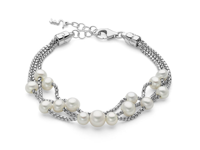 MILUNA | Bracciale in argento a tre fili con perle Oriente | PBR3615