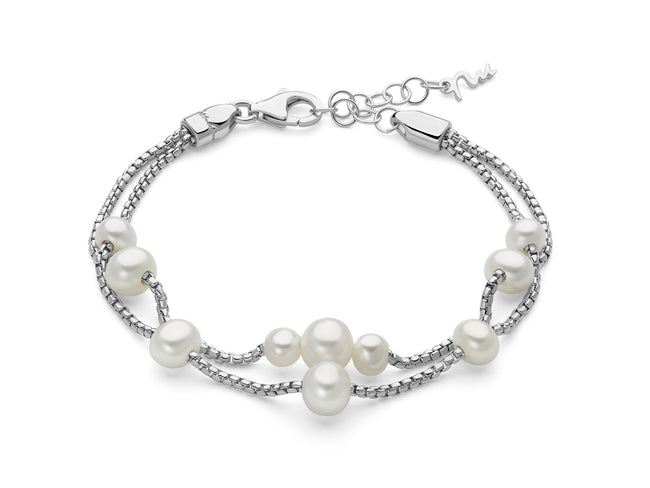MILUNA | Bracciale in argento a due fili con perle Oriente | PBR3617