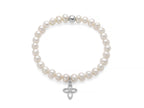 MILUNA | Bracciale di perle Oriente con elastico e dettaglio croce in argento | PBR3693