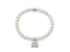 MILUNA | Bracciale di perle Oriente con elastico e dettaglio fiore di loto in argento | PBR3696