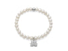 MILUNA | Bracciale di perle Oriente con elastico e dettaglio fiore di loto in argento | PBR3696