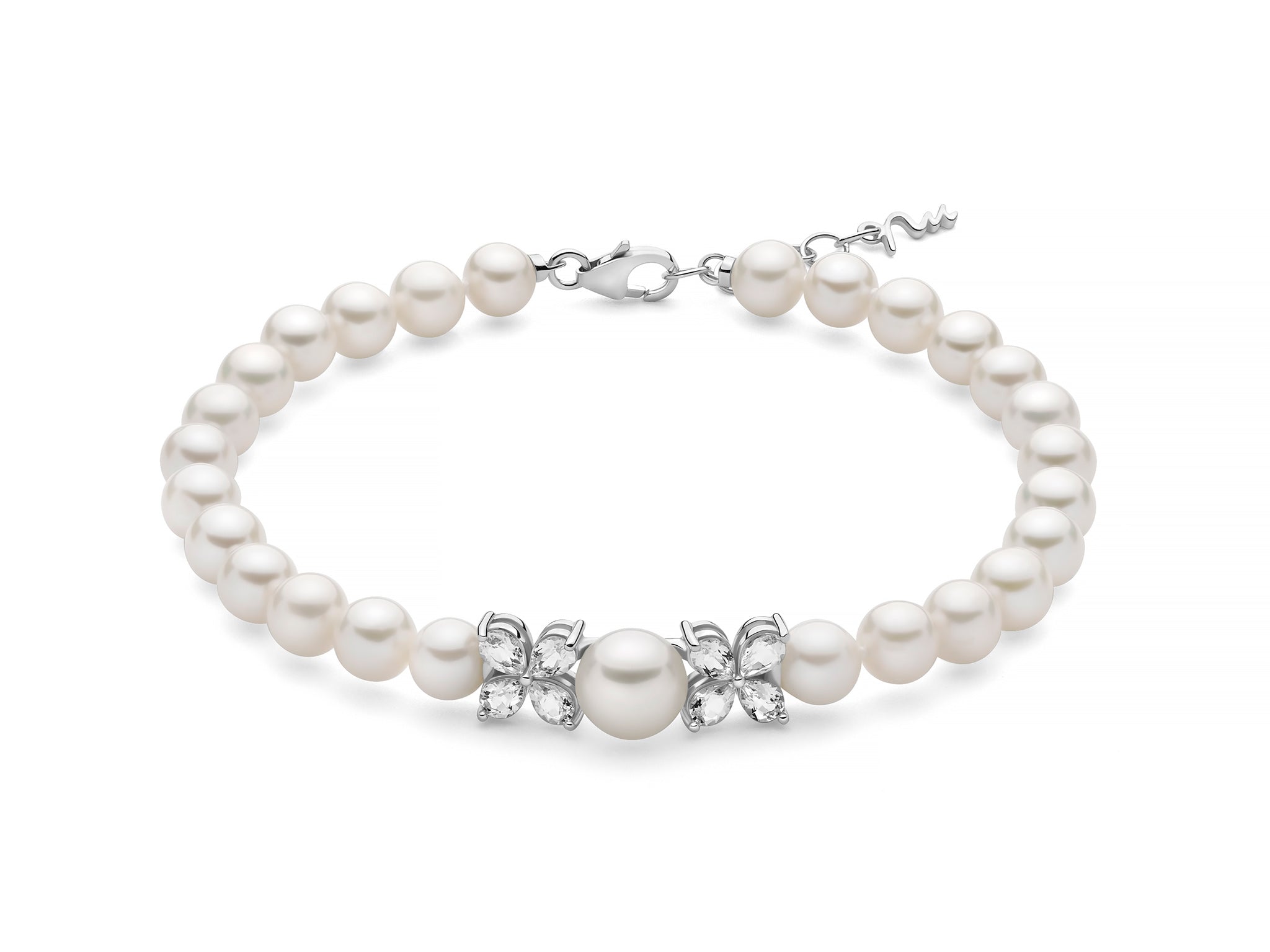 MILUNA | Bracciale di perle Anastasia con centrale di topazi taglio goccia | PBR3803