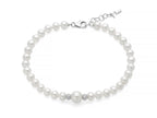 MILUNA | Bracciale di perle Oriente collezione Venere con boule in argento e topazi bianchi | PBR3804