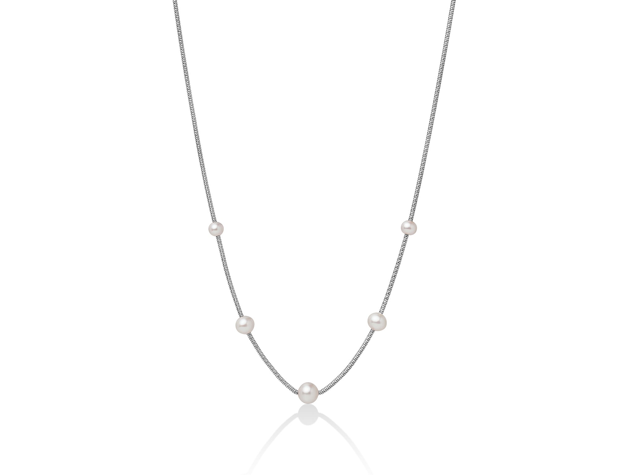 MILUNA | Collana monofilo in argento con perle bianche | PCL5623