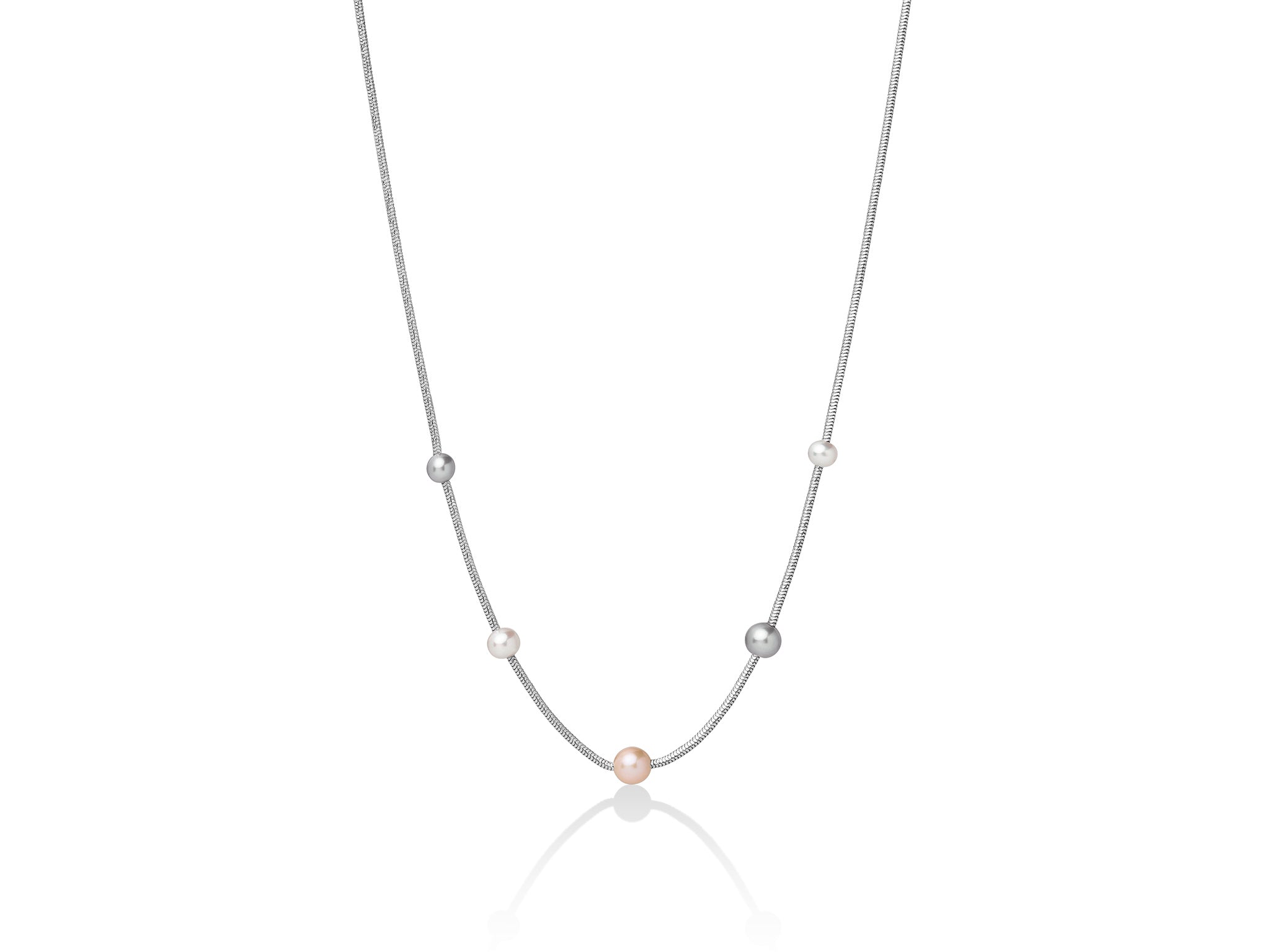 MILUNA | Collana monofilo in argento con perle multicolore | PCL5624
