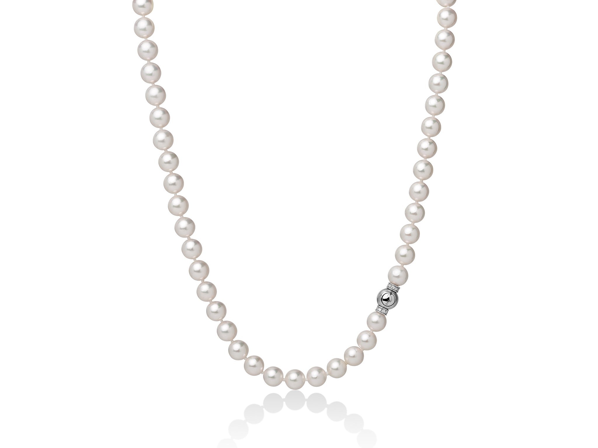 MILUNA | Filo di Perle Akoya 45 cm con chiusura in oro bianco e diamanti | PCL5708